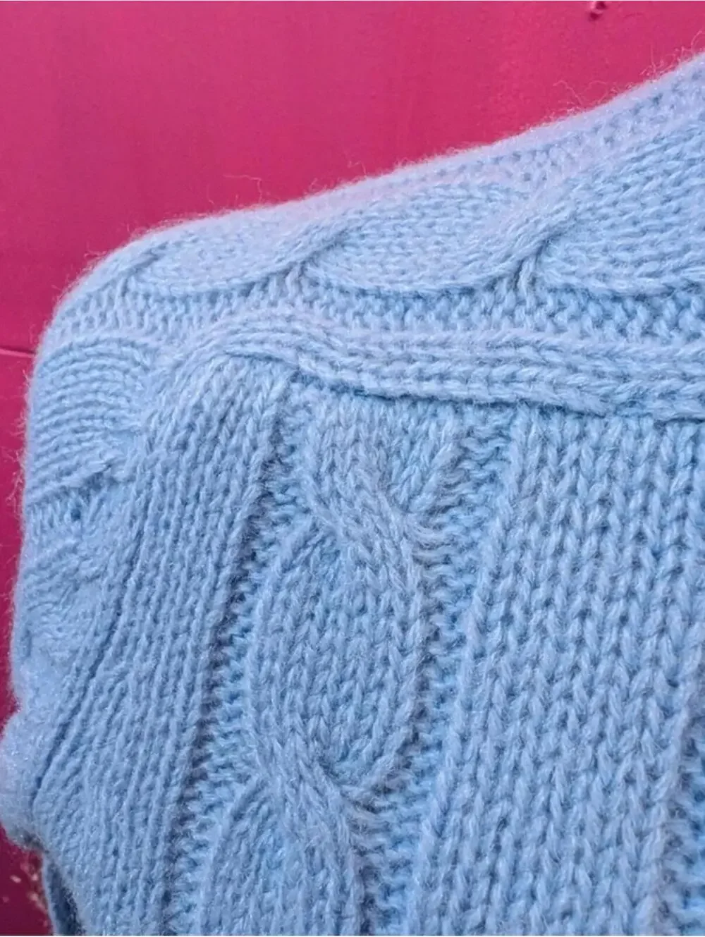 Vintage Blue Cable Sweater Y2K Acrylic S